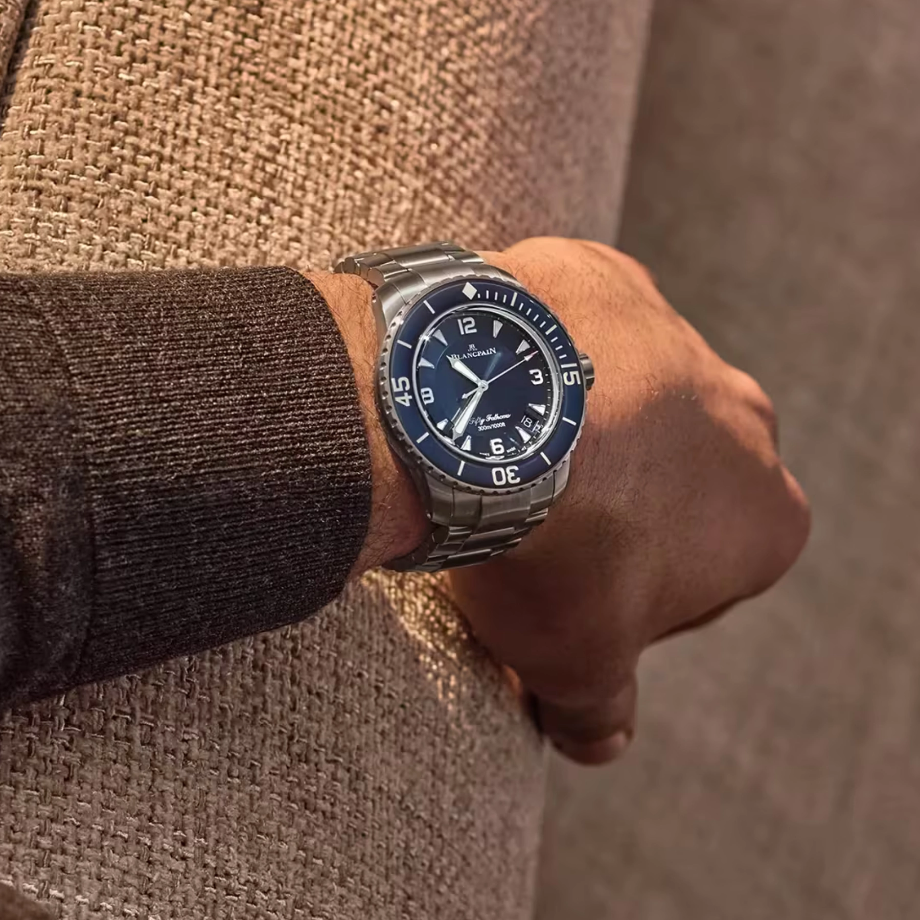 Blancpain Fifty Fathoms Titanuhr am Handgelenk