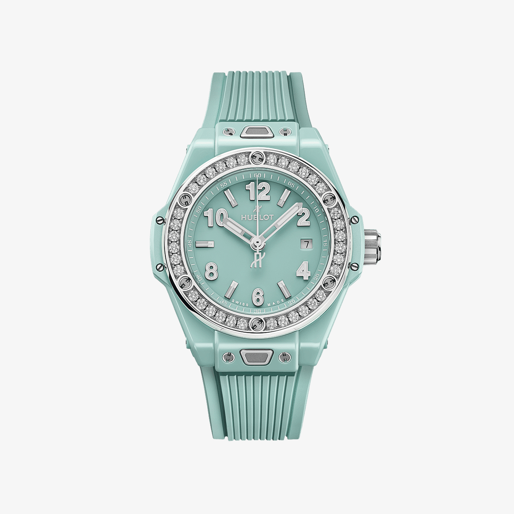 Big Bang One Click Mint Green Ceramic Diamonds