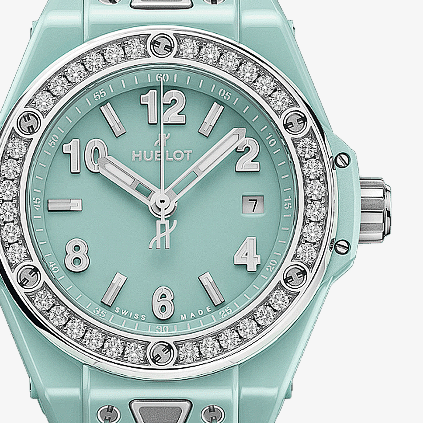 Big Bang One Click Mint Green Ceramic Diamonds
